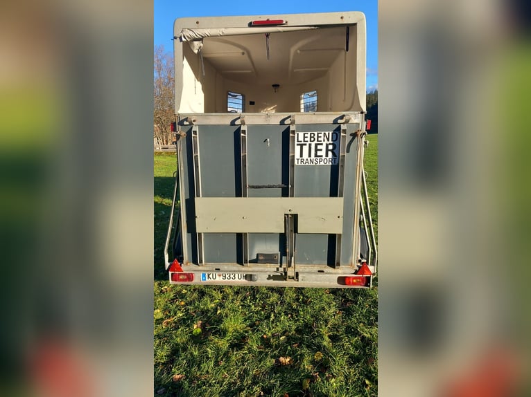 Pferdeanhänger mit Kutschenaufsatz hinten