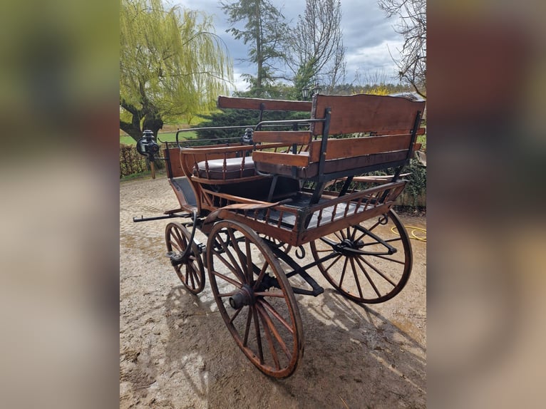 Antike historische Kutsche Linzer Wagen Holz Zweispänner