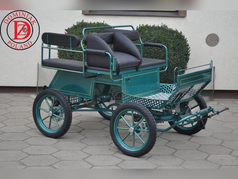 Pony wagonette with a track width of 120 cm, including 2 harnessed drivers' whips, equipped with 4 d