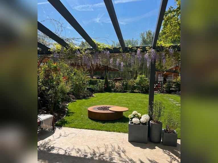 Casa moderna con instalaciones ecuestres, establos y vivienda con caballos