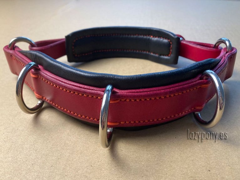 Elegante muserola serreta de cuero Lazypony,  leather noseband with rings Lazypony