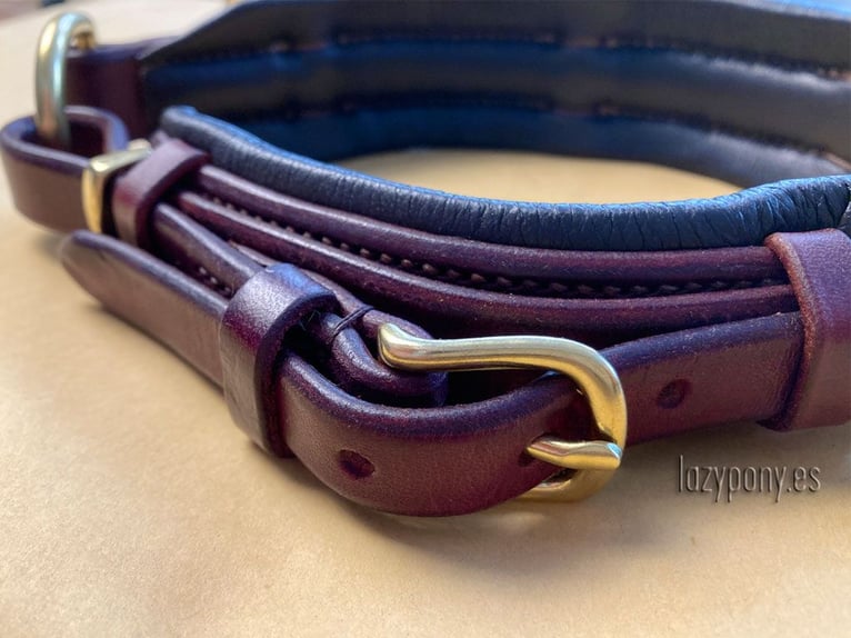 Elegante muserola serreta de cuero Lazypony,  leather noseband with rings Lazypony