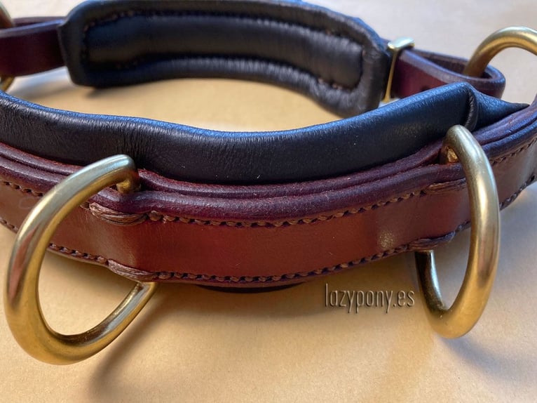 Elegante muserola serreta de cuero Lazypony,  leather noseband with rings Lazypony