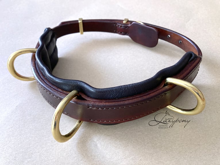 Elegante muserola serreta de cuero Lazypony,  leather noseband with rings Lazypony