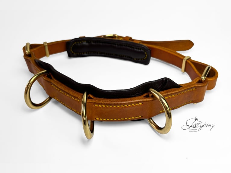 Elegante muserola serreta de cuero Lazypony,  leather noseband with rings Lazypony