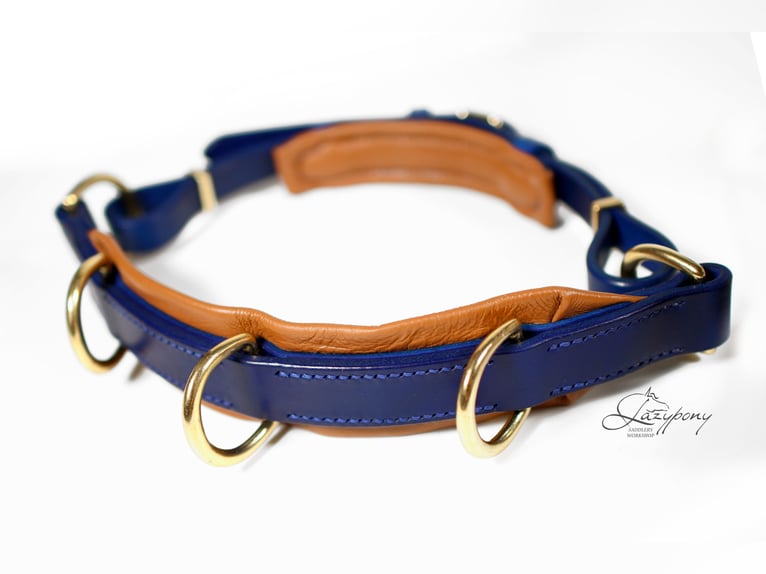 Elegante muserola serreta de cuero Lazypony,  leather noseband with rings Lazypony