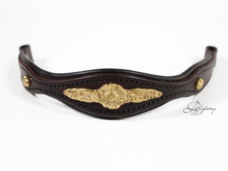 Frontalera clásica barroca artesanal de cuero Lazypony  / Leather Classic baroque browband
