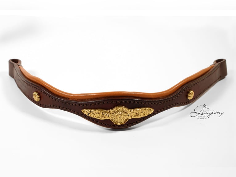 Frontalera clásica barroca artesanal de cuero Lazypony  / Leather Classic baroque browband
