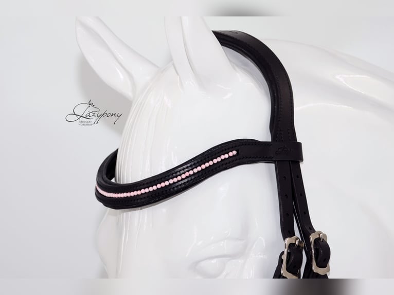 Frontalera de perlas rosas Lazypony / Pink pearl browband Lazypony