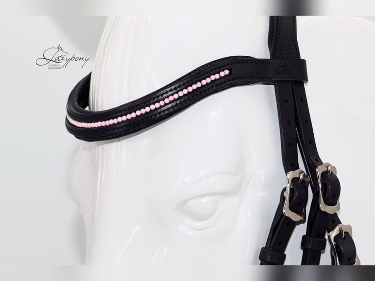 Frontalera de perlas rosas Lazypony / Pink pearl browband Lazypony