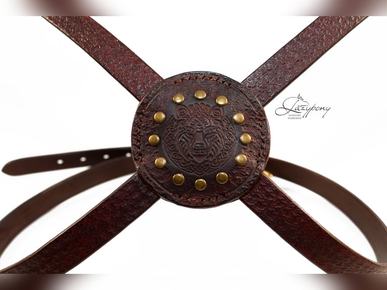 X-frontalera de cuero Celtic Lazypony, x browband, cross browband for horse