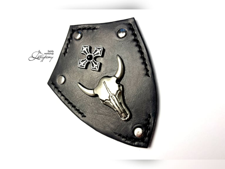 X frontalera de cuero Gothic Lazypony, X browband Gothic, medieval horse browband, cross browband