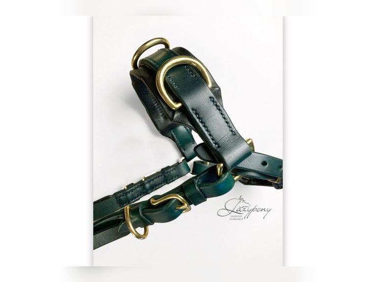 Handmade leather cavesson Lazypony, lunging cavesson, cabezada de cuero, cabezada serreta Lazypony