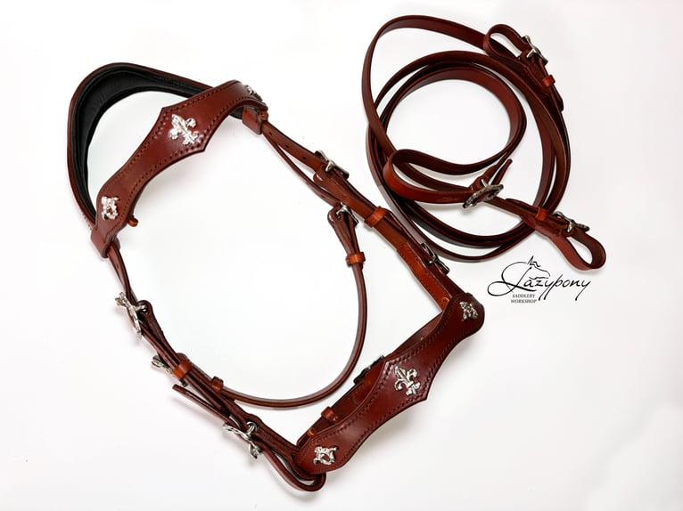 Baroque bridle Vienna Lazypony, cabezada de cuero barroca, leather horse bridle,