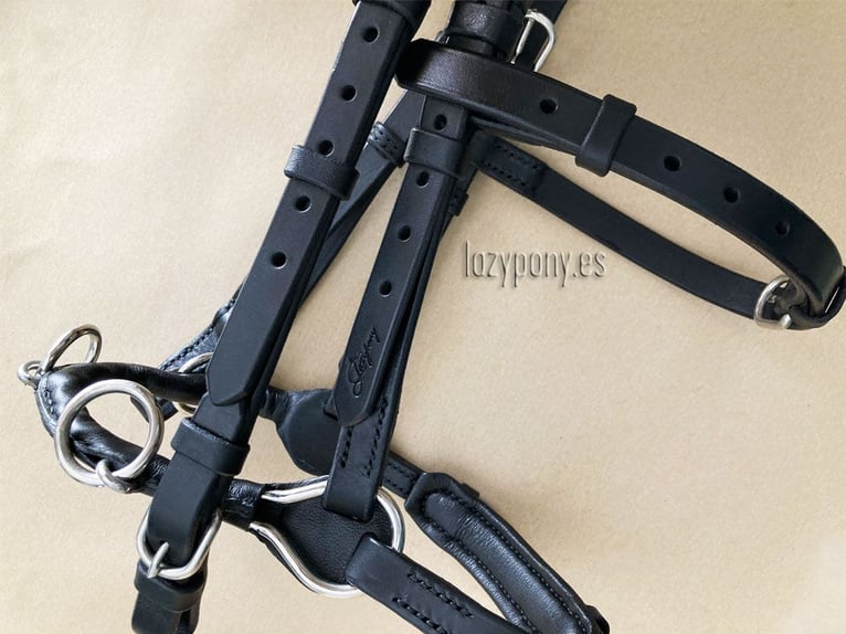 Leather horse bridle École Lazypony, cavesson bridle, Cabezada de cuero para caballos École Lazypony