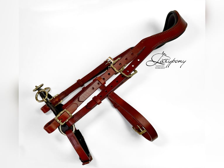 Leather horse bridle École Lazypony, cavesson bridle, Cabezada de cuero para caballos École Lazypony