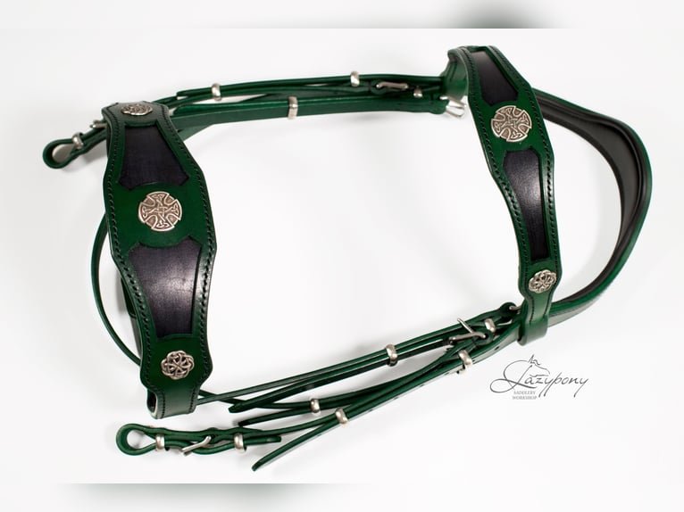 Medieval fancy horse bridle Lazypony, cabezada de cuero, cabezada barroca, leather horse bridle