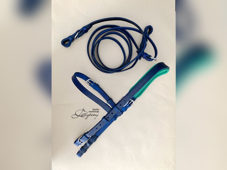 Cabezada francesa anatómica Lazypony, Anatomical french bridle Lazypony with reins
