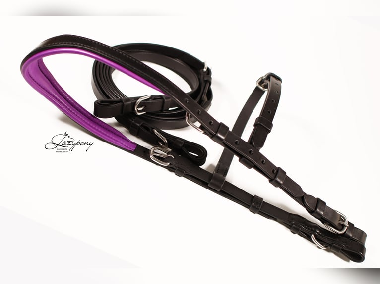 Cabezada francesa anatómica Lazypony, Anatomical french bridle Lazypony with reins