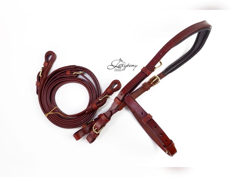 Cabezada francesa anatómica Lazypony, Anatomical french bridle Lazypony with reins