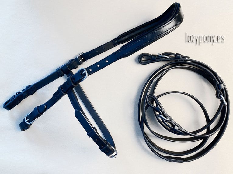 Cabezada francesa anatómica Lazypony, Anatomical french bridle Lazypony with reins 