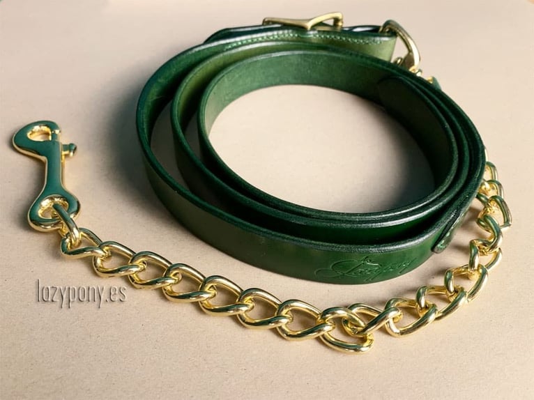 Ramal Lazypony clásico de cuero con cadena,  leather lead rope with chain Lazypony