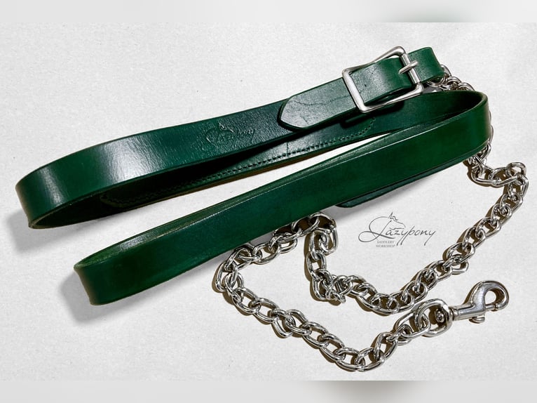 Ramal Lazypony clásico de cuero con cadena,  leather lead rope with chain Lazypony