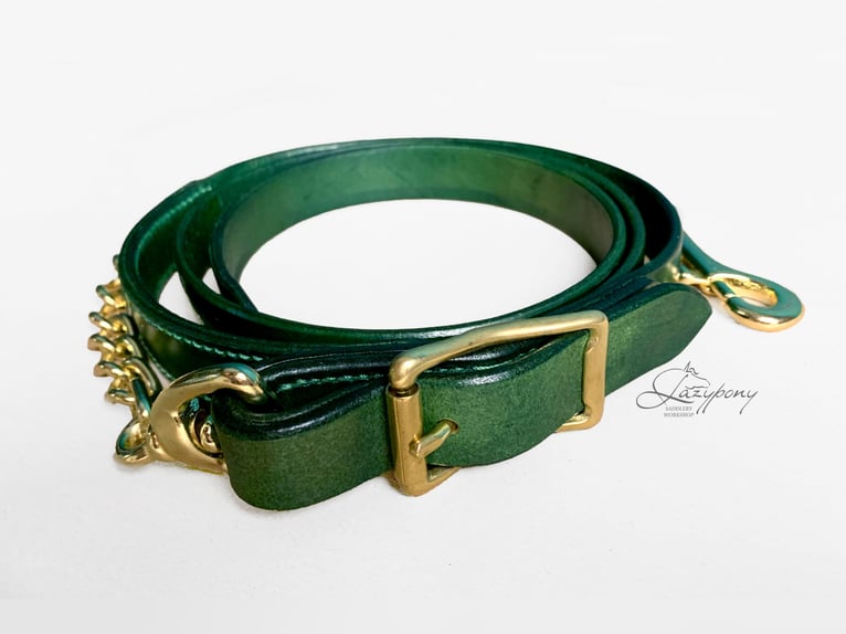 Ramal Lazypony clásico de cuero con cadena,  leather lead rope with chain Lazypony