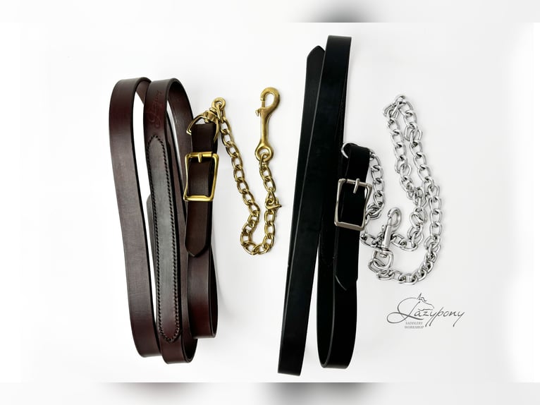 Ramal Lazypony clásico de cuero con cadena,  leather lead rope with chain Lazypony