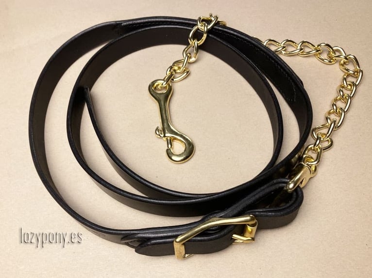 Ramal Lazypony clásico de cuero con cadena,  leather lead rope with chain Lazypony