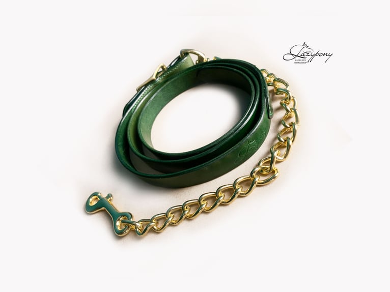 Ramal Lazypony clásico de cuero con cadena,  leather lead rope with chain Lazypony