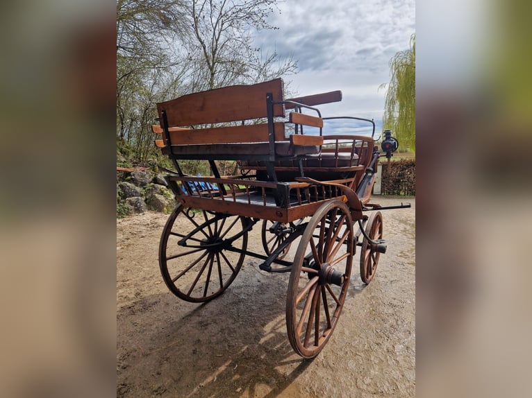 Antike historische Kutsche Linzer Wagen Holz Zweispänner