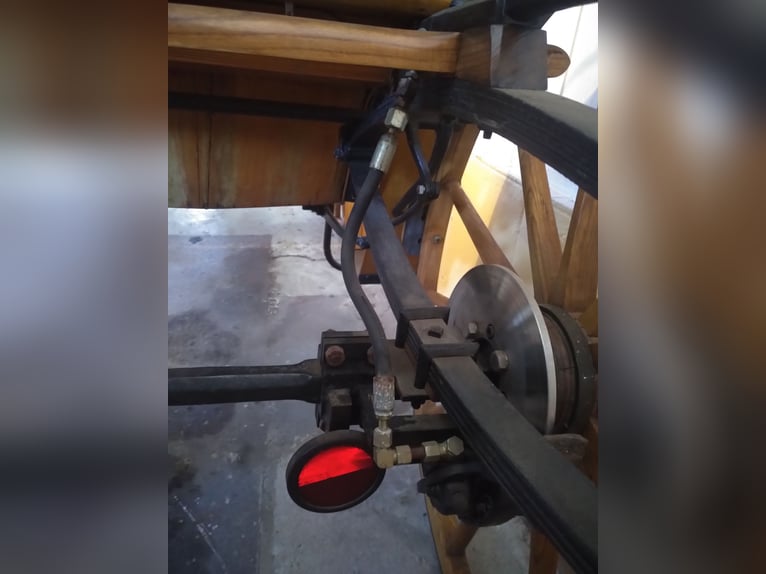 Einspannige, aufgearbeitete Kutsche; Scheibenbremsen; Original Wagenräder (Holz, Eisenbeschlag)