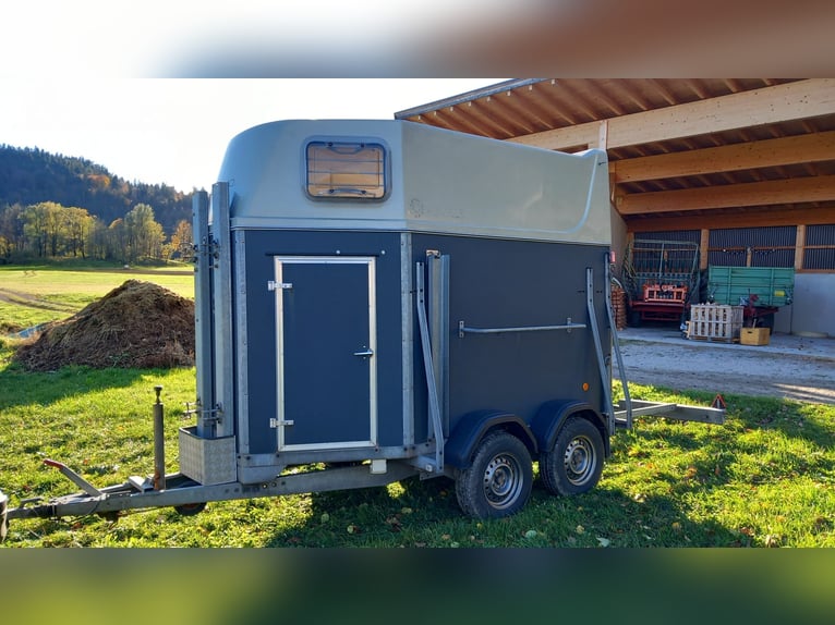 Pferdeanhänger mit Kutschenaufsatz hinten