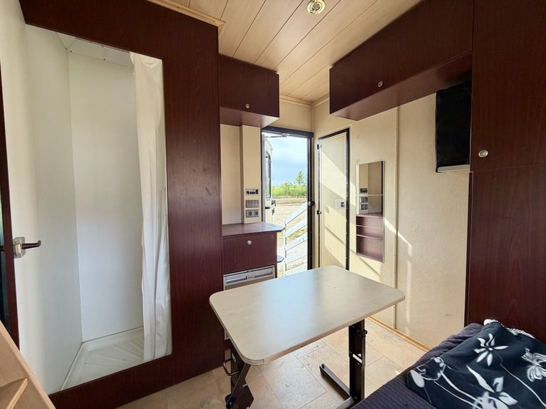 Camión MAN 8.180 transportador de caballos Steinsberger, para 4 caballos, con cabina vivienda, ducha