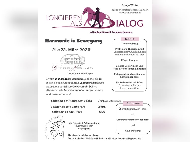 OsteoDressage "Longieren als Dialog" mit Svenja Winter - Leihpferde verfügbar