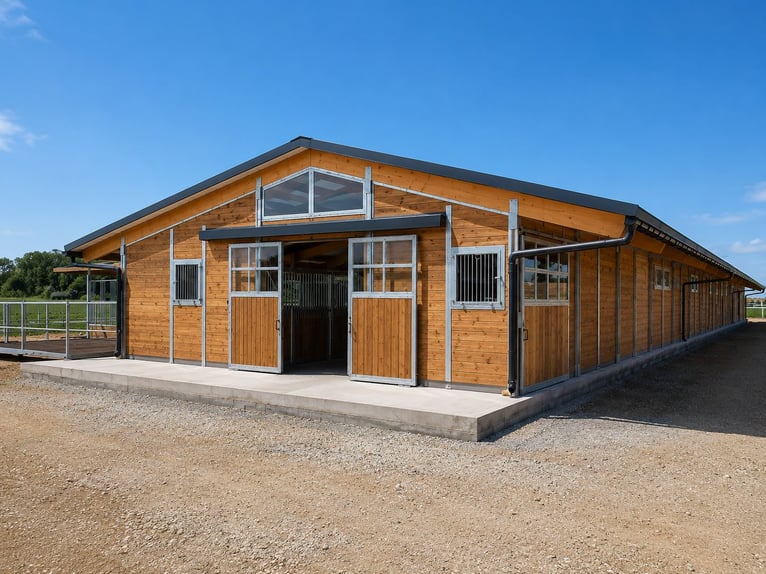Construcción de establos y caballerizas para caballos | Pabellón exterior y boxes para caballos