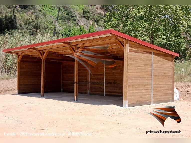 Construcción de establo abierto y refugio para caballos, refugio para pasto – caseta para caballos