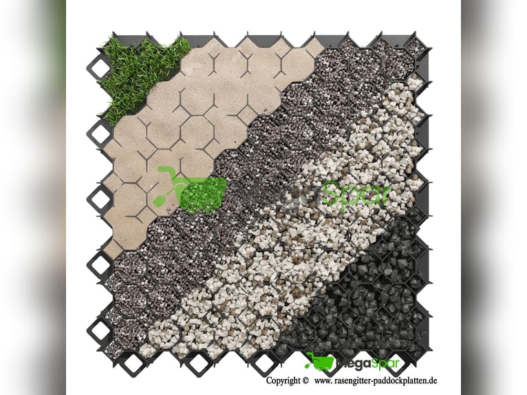Parking lot barriers, gravel grids, and grass reinforcement grids for parking spaces – paddock tiles