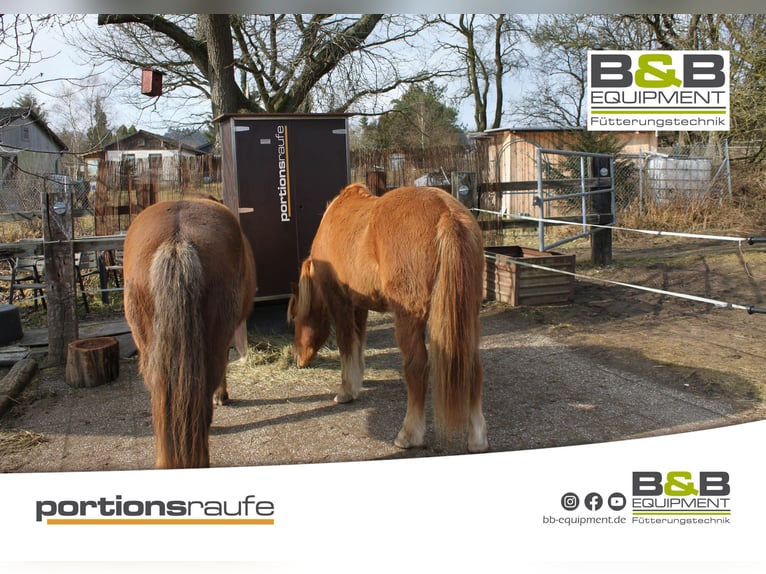 New time-controlled hay rack with 4 hay compartments – each portion holder holds up to 12 kg of hay.