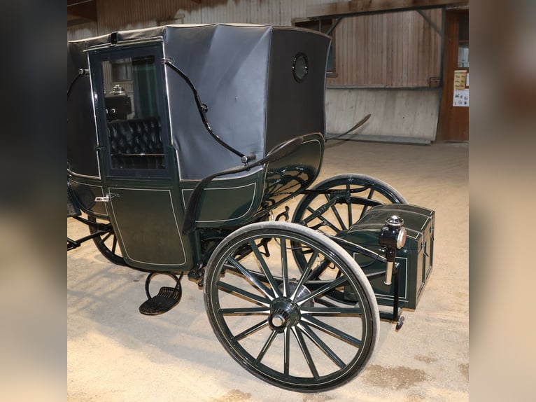 Vis-à-Vis carriage, newly restored, 4-horse team, leather harness and trunk