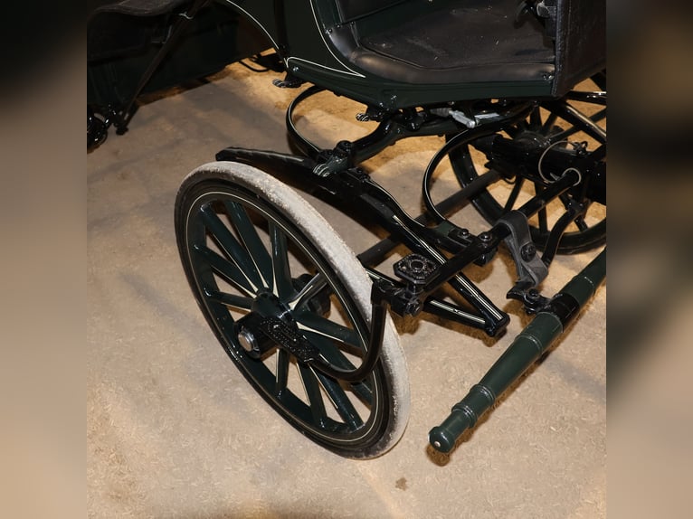 Vis-à-Vis carriage, newly restored, 4-horse team, leather harness and trunk