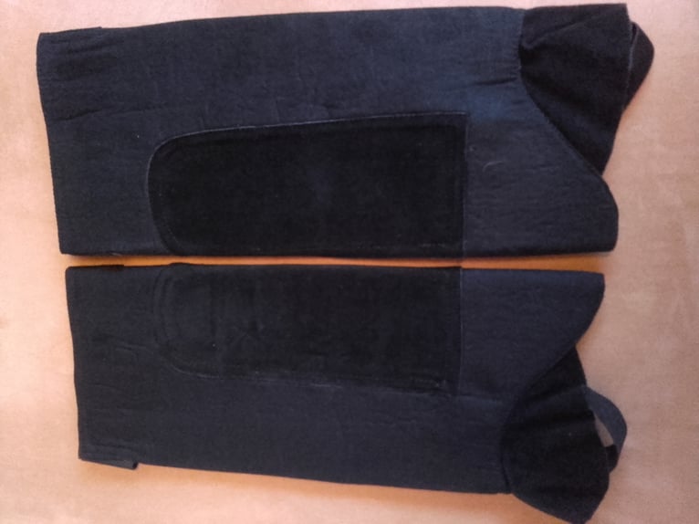 Reitchapsletten schwarz 39/40 Wildleder und blau neu !