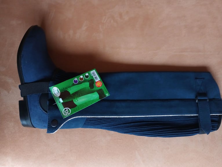 Reitchapsletten schwarz 39/40 Wildleder und blau neu !