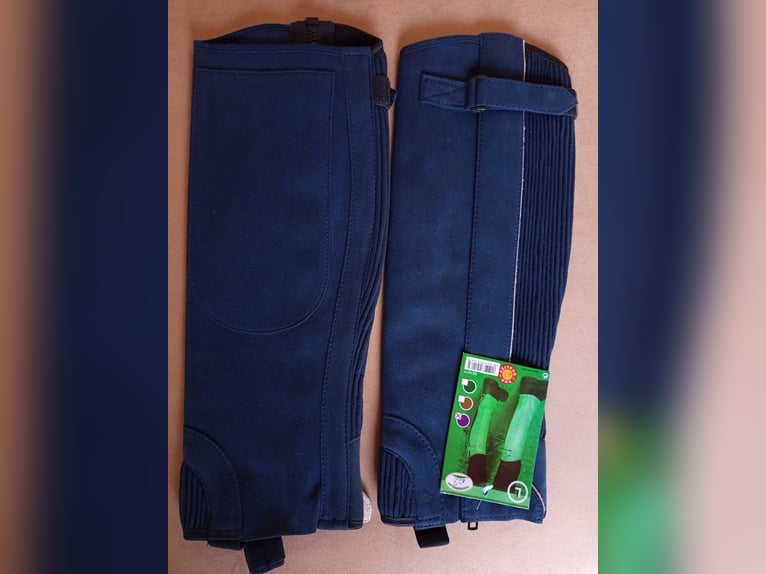 Reitchapsletten schwarz 39/40 Wildleder und blau neu !