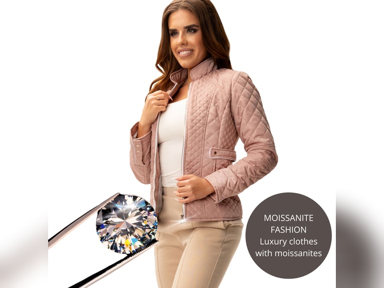 Pink light jacket with REAL MOISSANITES S