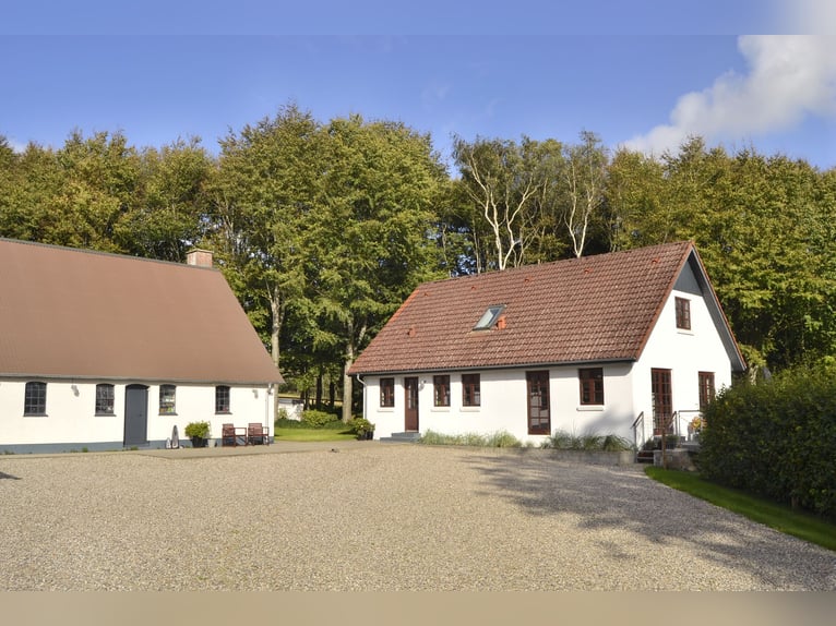 Renovated residential building with six horse stalls, riding area, and pastures enclosed by wooden f
