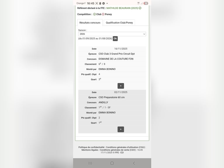 Englisches Vollblut Stute 6 Jahre 163 cm Brauner in Écouen