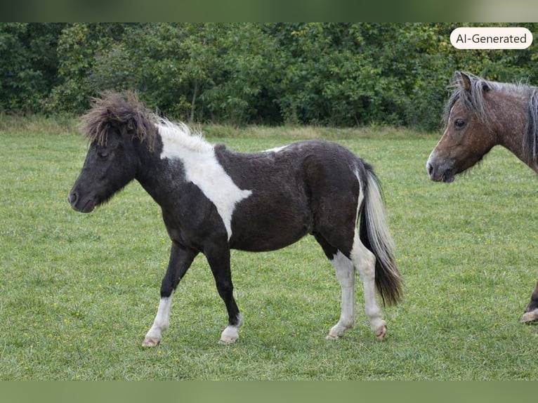 Falabella Stallion 1 year Tobiano-all-colors in GROBBENDONK