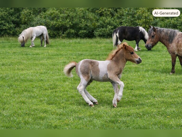 Falabella Stallion 1 year Tobiano-all-colors in GROBBENDONK